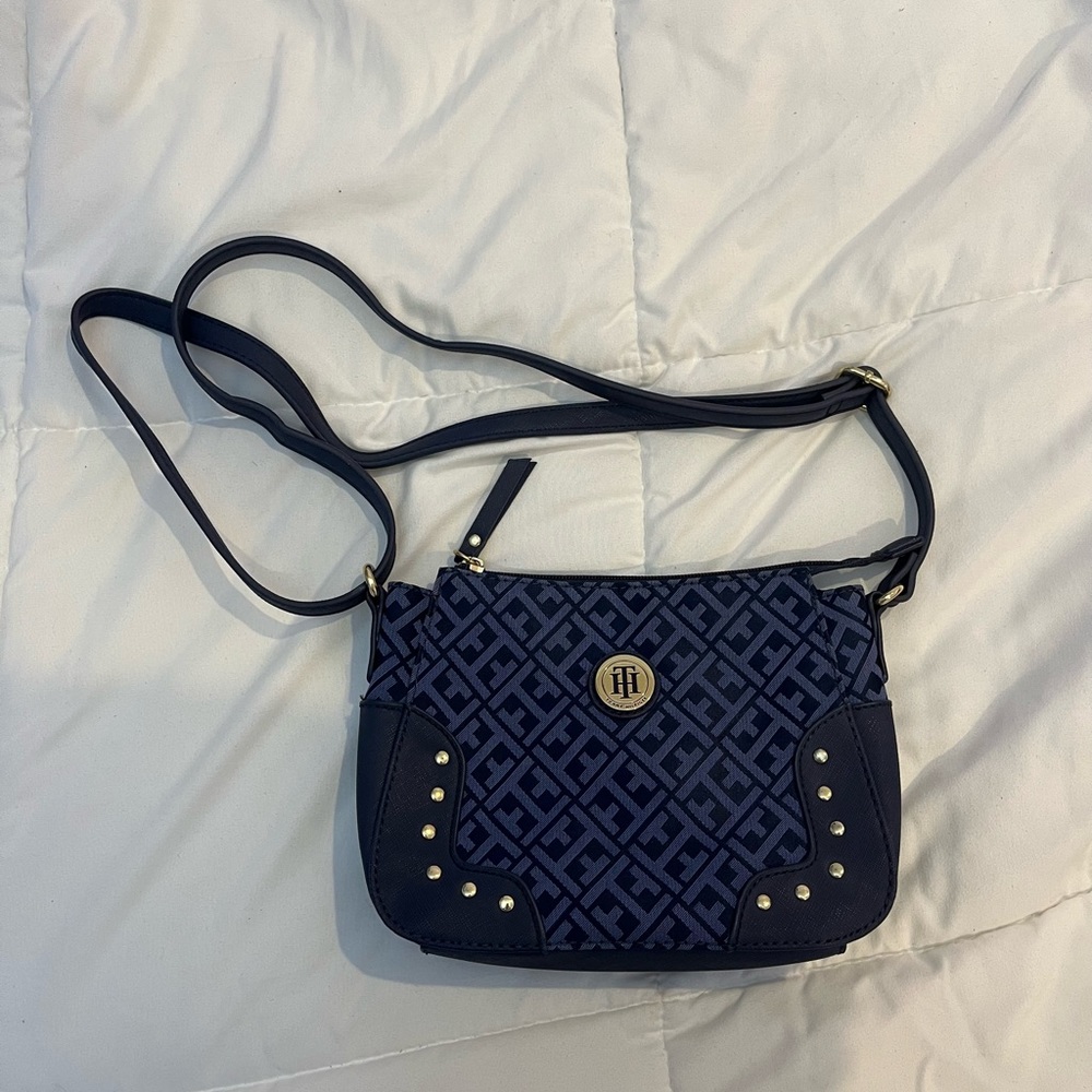 tommy hilfiger blue cross body purse